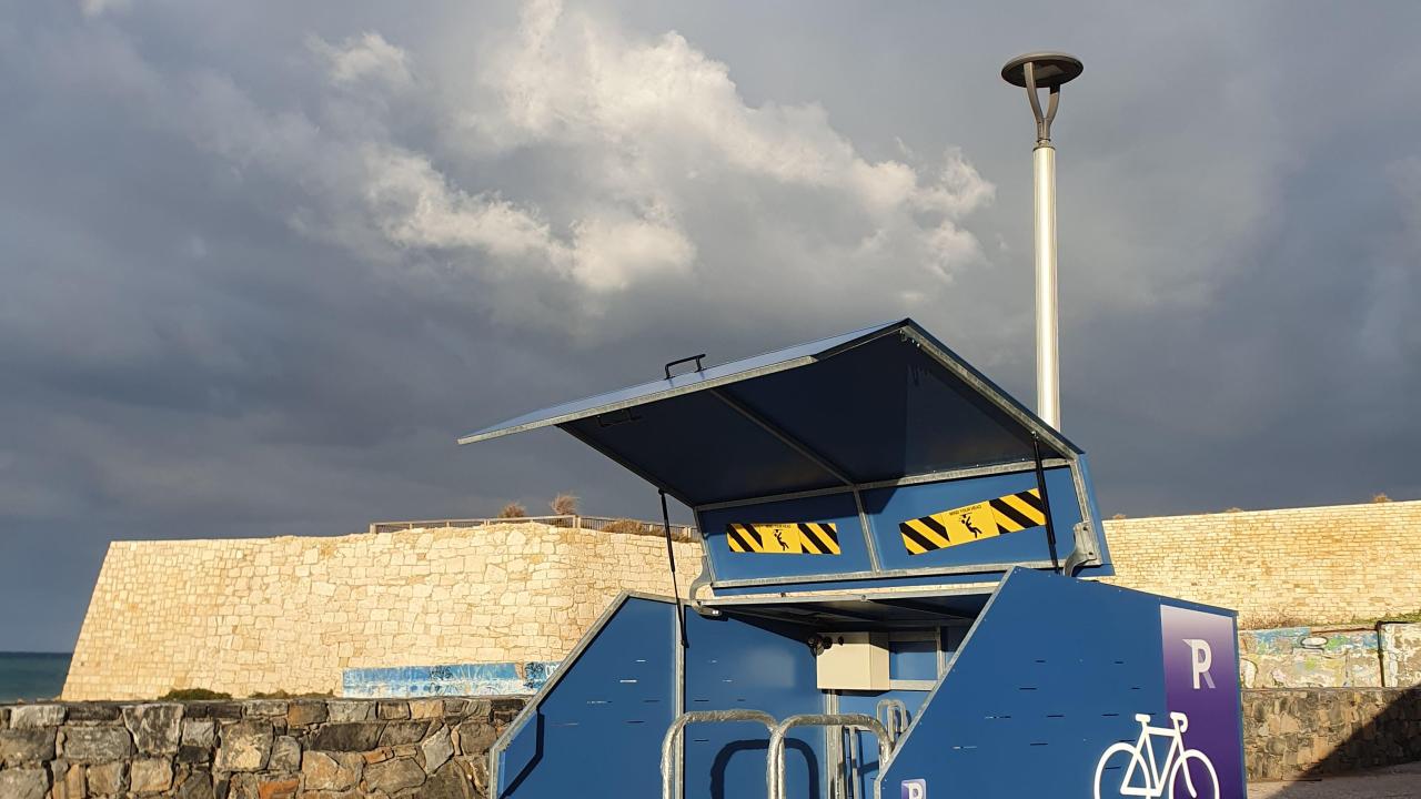 A smart and secure micromobility hub situated on the seaside in Heraklion, Crete, Greece