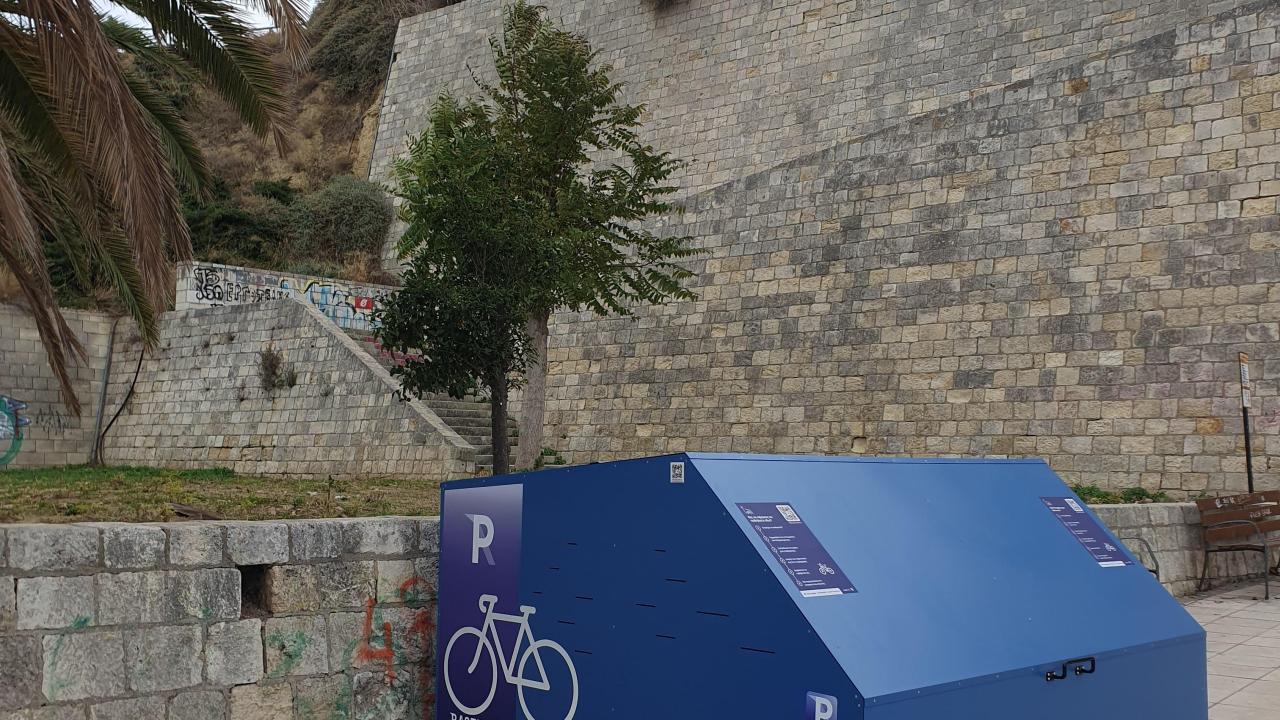 A smart and secure micromobility hub situated near the old city walls in Heraklion, Crete, Greece